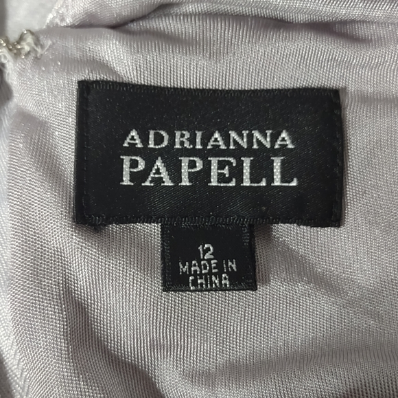 Adrianna Papell Silver Shimmer Ruffle Cocktail Party Dress - Picture 10 of 11